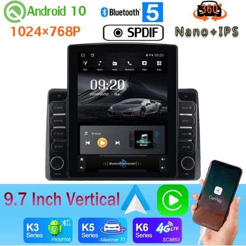 Nano+IPS 9.7" Vertical Style Car Media Player GPS For Renault Duster Arkana 2018-2020 Android 10 360 Camera PX6 4+64G DSP Radio
