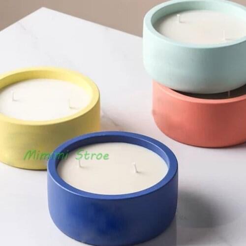 Large Round Candle Container Bowl Candle Candle Jar Concrete Silicone Mold Round Flower Pot Epoxy Mold