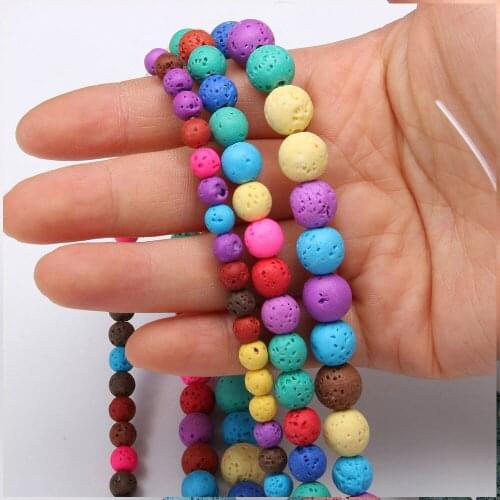 Natural Stone Round Shape Beading Volcanic Rock Loose beads For jewelry making DIY Necklace Bracelet Accessories