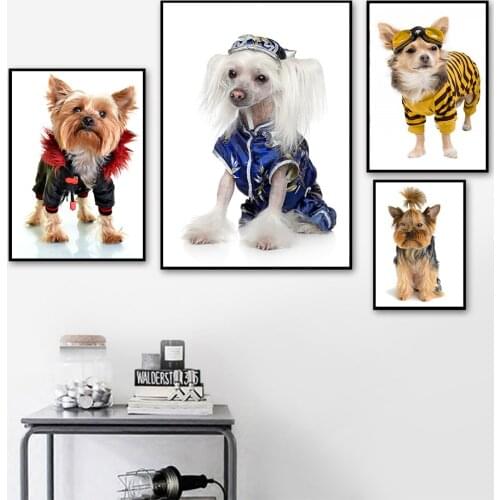 Baby Infant Kid Toddlers Room Decoration Cool Puppy Dog Canvas Print Yorkshire Terrier Printing Animal Wall Pictures Posters