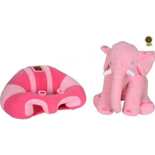 Jaju Baby, Luxury Pink-Fuchsia Baby Support Seating Cushion and Pink Sleep Elephant