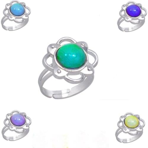 Flower mood ring mix design change color ring to the temperature of your blood 12pcs/lot