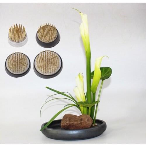 Round Ikebana Kenzan Flower Frog With Rubber Gasket Art Fixed Arranging Tools For Home Decoration Accessories