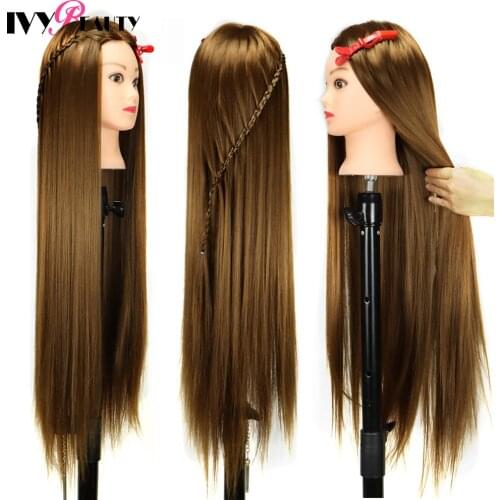 Mannequin Head Dolls For Hairdresser Hairstyles Braiding Tete De Cabeza 80cm Long Hairdressing Synthetic Styling Training Head