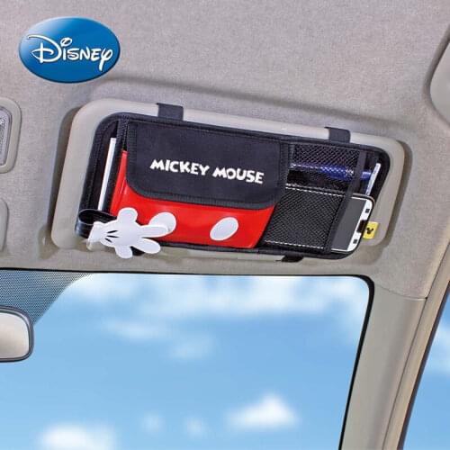 Disney Mickey Mouse Mickey Card ID Storage Bag Pocket Car Sun Visor Cute Jacket Multifunctional Red and Black
