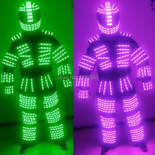 Newest Colorful robot led suit with helmet and gloves to party stage show luminous led robot clothes for dj singer performance