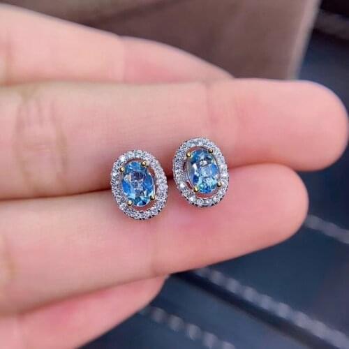 New Coming Natural and Real Aquamarine Earring Natural And Real 925 sterling silver Aquamarine Earring