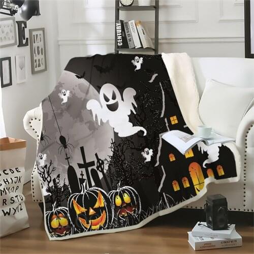 Halloween Party Blanket Pumpkin Little Devil 3D Printed Blanket Bed for Home Decoration Blanket Harajuku Double Layer Kids Quilt