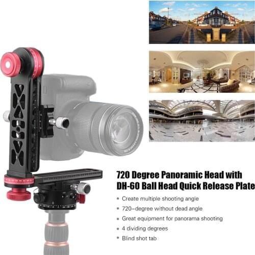 720 Degree Panoramic Gimbal Tripod Pan Head w/ Indexing Ball Head Quick Release Plate for Canon Nikon Sony Pentax DSLR Camera