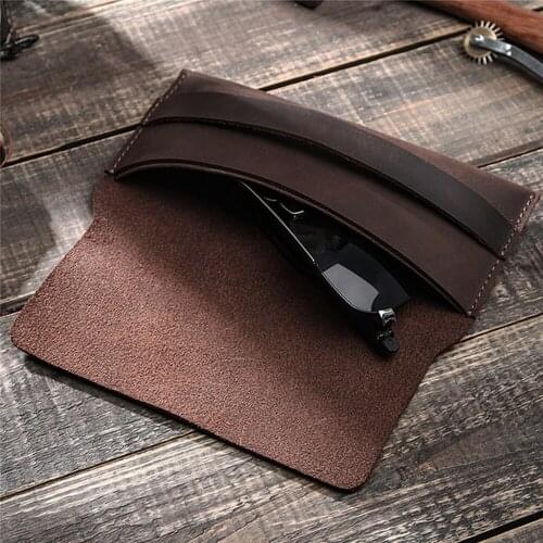Portable Eyeglasses Leather Storage Bag Vintage Sunglasses Protective Bag Carrying Case Pouch
