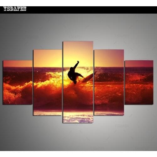 Drop Shipping Wall Decor surfing Canvas Painting Pictures Modular Paintings Wall Art Canvas Prints Framed art HG-321