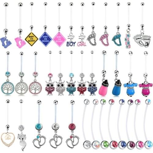1PC Mix Pregnancy Belly Rings for Women Maternity Dangle Belly Rings Body Piercing Jewelry Flexible Piercing Navel Accessories