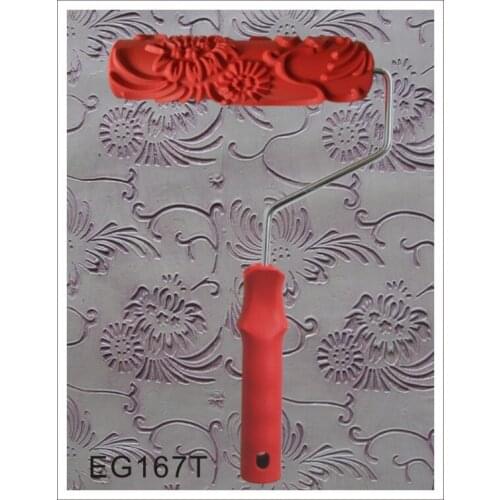 7" Flower Pattern Rubber Roller Embossed Texture Pattern Paint Roller Home Decoration Paint Brush Background Wall Tool 7 Inch