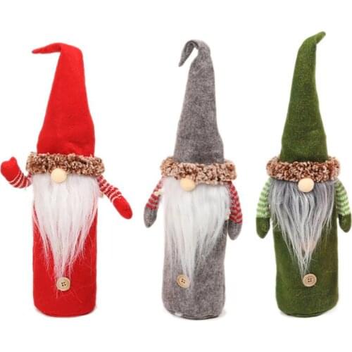 Christmas Wine Bottle Covers Bag with Topper Gnome Faceless Champagne Bottle Cover Merry Christmas Table Decorations For Home