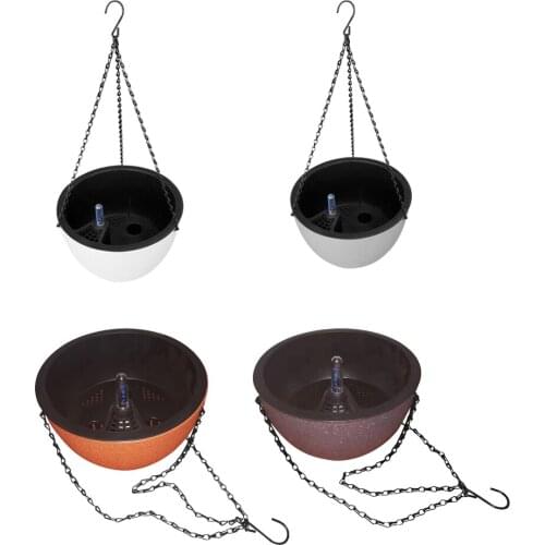 Self-Watering Hanging Planter for Indoor Outdoor, Plastic Basket with Water Level Indicator Gauge