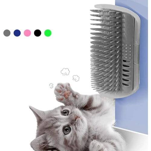 Cat Self Groomer Brush Cat Toy Corner Tickler with Catnip Cats Dog Hair Removal Comb Pet Massage Grooming Tool Hair Trimmer