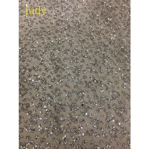 Stock 5yards/bag CH79# Silver heart pattern and speckled glitter synthetic powder cloth used in French fashion wedding dresses