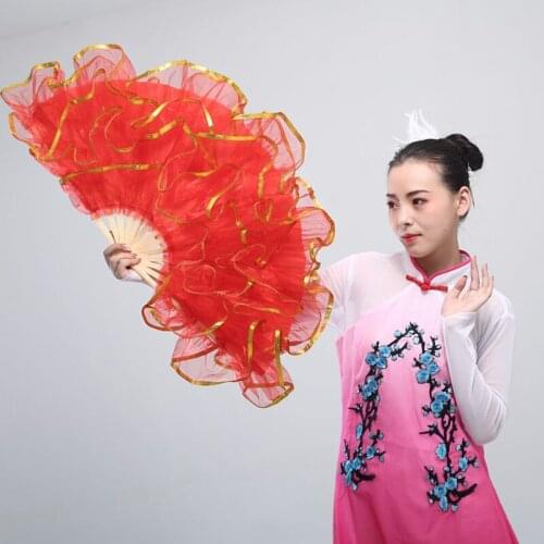 Adult Belly Dance Fan Chinese Style Christian Dance Fan Five Layers of Yarn Hand Folding Fan Wedding Home Decoration Art Crafts