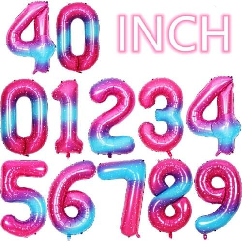 1pcs New 40Inch Giant Number Foil Balloons Blue Pink Dot Star 0 1 2 3 4 5 6 7 8 9 Ballon Wedding Happy Birthday Party Decoration