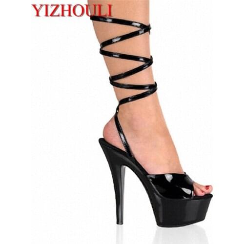 Top Grade Fashionable 15CM Cut-Outs Design PU Leather High Heel Shoes Platforms Sandals, Wedding Shoes, Sexy Party Shoes