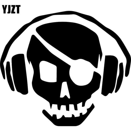 YJZT 17.2X15.1CM Pirate Headphones Music Creative Car Sticker Funny Vinyl Decals C25-0706