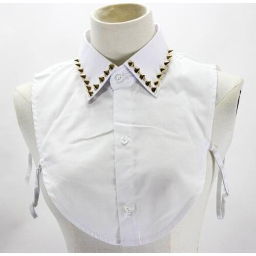 Female Lapel White Rivet Fake Collar for Women Detachable Collar Removable Sweater Half Shirt False Collar Faux Col Decorative