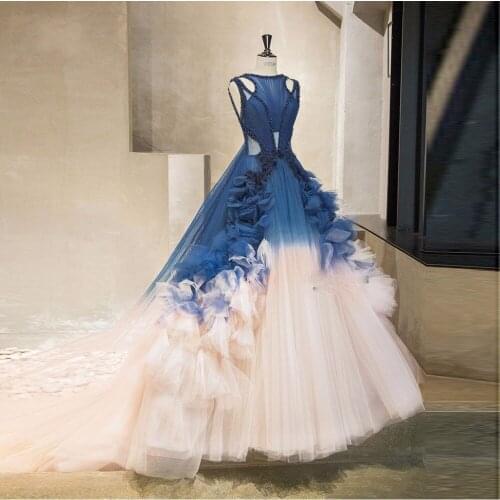 Evening Dresses Gorgeous gala jurken Evening Dress Navy Blue Long Formal Evening Gown Beaded Pleats Tulle robe de bal longue