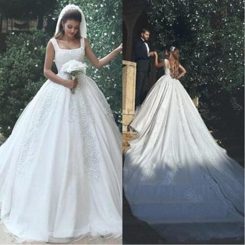 Elegant Muslim Lace Wedding Dress 2020 Backless Ball Gown Pricess Wedding Bridal Gowns Robe De Mariee Mariage Vestidos De Novia