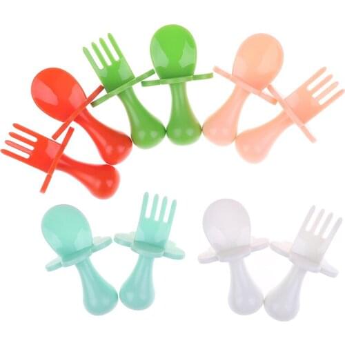 1pc Baby Silicone Fork Spoon Set Safety Infant Feeding Dinnerware Kids Boys Girls Training Flatware Spoons Dishes Tableware