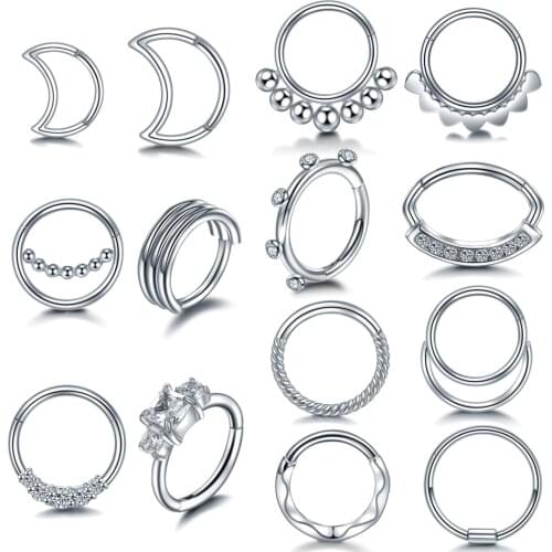 1PC Steel Segment Nose Hoop Piercing Daith Helix Rook Piercing Ear Septum Clicker Rings Tragus Cartilage Labret Piercing Jewelry