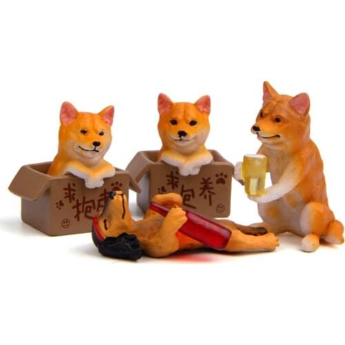 1pc Welsh Corgi Pembroke Figure Model Toys Adorable Doge Shiba Inu PVC Pet Miniature Figurines Drunk Dog Collection Doll for Kid