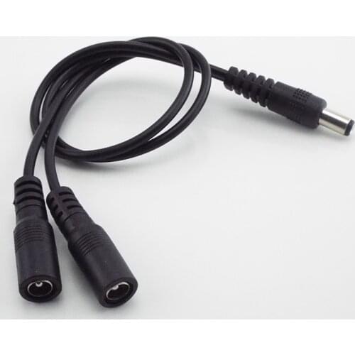 1 Male to 2 Female Way Connector DC Plug Power Splitter Cable for CCTV LED Strip Light Power Supply 5.5mm*2.1mm Adapter