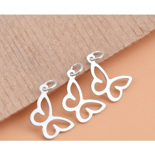 10PCS 925 sterling silver jewelry accessories, Sterling Silver Butterfly Pendant, handmade DIY beaded bracelet accessories
