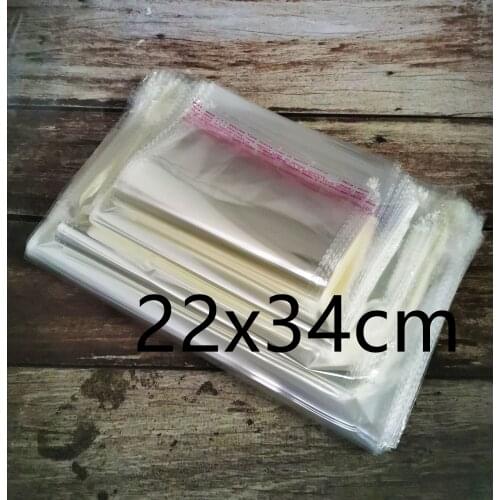 100pcs Transparent Self Adhesive Seal OPP Plastic Bags Gifts Jewelry Shipping Packaging Clear Bag for Business 22x34cm