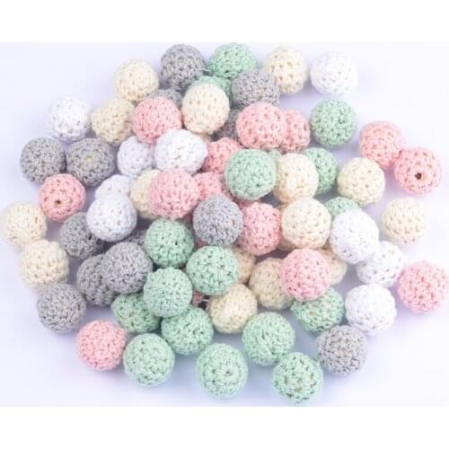 20Pcs/Lot 16mm Ball Chew DIY Nursing Jewelry for Teething Bracelet beads Crochet Round Wooden Beads Mix Handmade Accesories