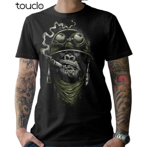 2020 Cool Biker T-Shirt-Gorilla Monkey Motorcycle Chopper Bobber Oldschool Mens Tee