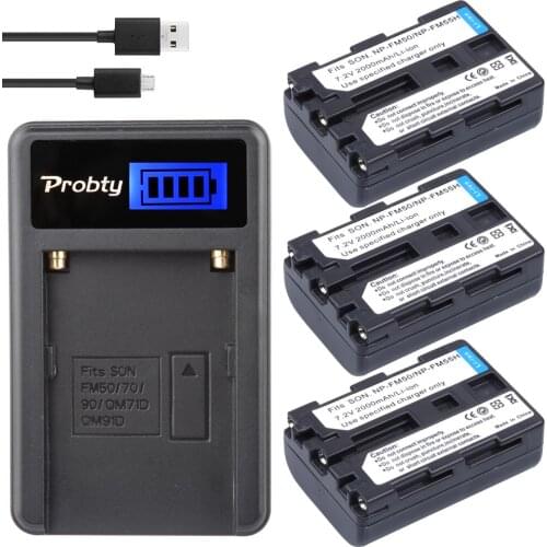3Pcs NP-FM50 NP FM50 FM55H Battery + LCD USB Charger For Sony CCD-FRV106K DCR-PC300K DCR-TRV24 DCR-DVD100 DSR-PDX10 DCR-TRV25