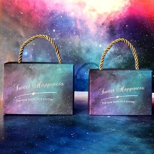 30PCS/LOT 11x8x4.5cm Starry sky Wedding candy bags creative European wedding portable candy bags wedding gift candy boxe cartons