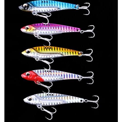 5PCS Winter Metal Laser VIB Bait Blade Sinking Fishing Lure 7cm 20g Fishing Tackle Crankbait Vibration Spoon Bait