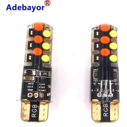 50 sets Remote Control RGB 12 LED Reading Light T10 W5W COB Auto Accessories Strobe Lights Car Interior Atmosphere Lamp
