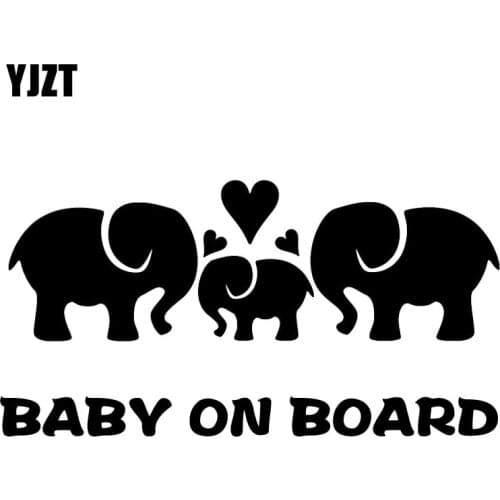 YJZT 17.9X9.2CM Elephant Family BABY ON BOARD Window Car Sticker Accessories Fashion Bumper Decal C25-0208