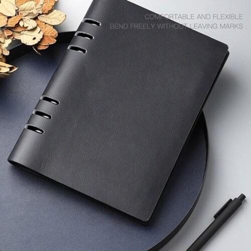 A5 Superior concise quality Loose-leaf retro Notebook Leather custom logo Notepad Soft cover bend at will 6 holes Diary Gift