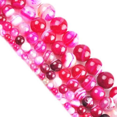 Red Striped Natural Agate Gemstone Loose Spacer Beads Jewelry Making 4 6 8 10 12mm Wholesale New DIY For Necklace Bracelet