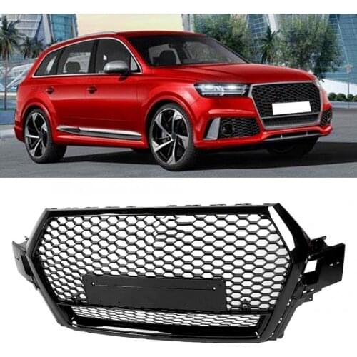 Black Front Bumper Mesh Grill Center Grille Fit for Audi Q7 S7 2016 2017 2018 Car Front Grille accessories