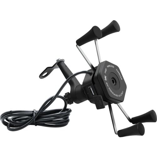 12V Motorcycle USB 2.1A Qi Wireless Charger Holder Mount Stand X-Grip with Voltmeter Holders USB Charging Equipment Mobility