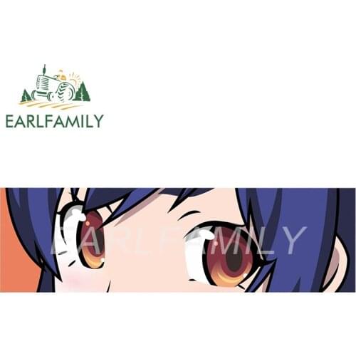 EARLFAMILY 15cm x 4.5cm Cartoon Anime Suruga Peek Girl Eye Slap Decal JDM Window Bumper Car Stickers Vinyl Waterproof Graphics
