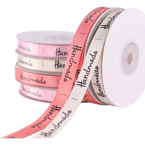 Hot (10mm) 25 Yards Handmade Printed Polyester Ribbon For Bow Craft Wedding Party DIY Decoration Gift packaging accessories