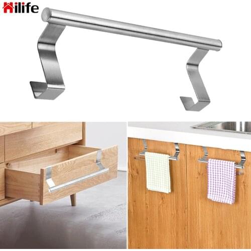 HILIFE 2 size Stainless Steel Towel Rack Home Storage Over Door Cabinet Shelf Rack Bar Bathroom Kitchen Hanging Holder
