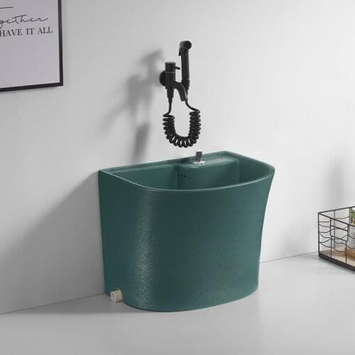 Ceramic mop pool green household balcony large and small mop basin toilet mop pool slot