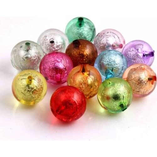 Kwoi Vita Colorful Color Bulk Price Cheap New 20MM Chunky Acrylic Silver Foil Beads 100pcs A lot for Kids Necklace Jewelry